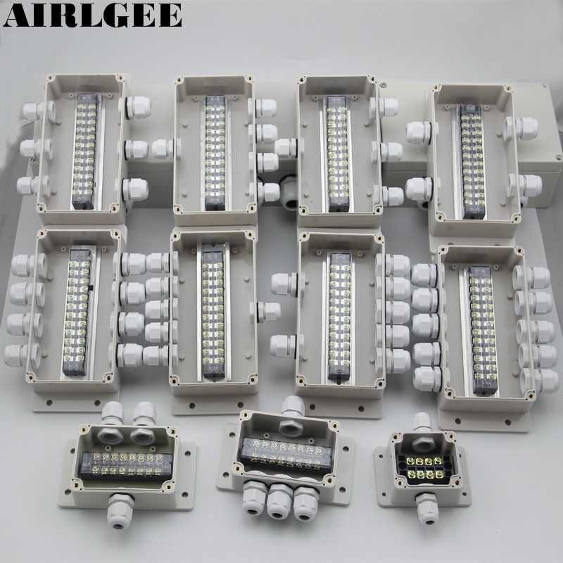 ABS Waterproof Junction Boxes Connection Outdoor Indoor Distribution Monitoring Box Electric Enclosure Case With Cable Glands