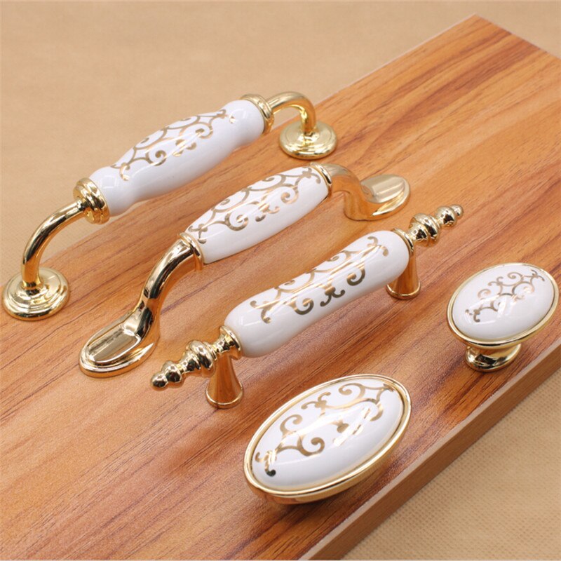 Keramische Handvat Witte Keramische Goud Handvat Kast Lade Schoen Kast Pull Handle Soort Zinklegering Meubilair Hardware