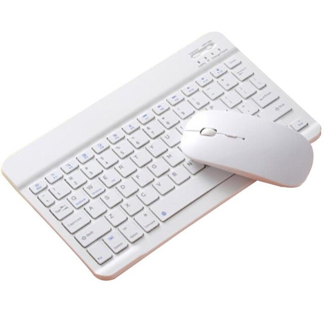 Bluetooth-toetsenbord en -muis voor apple teclado ipad, xiaomi samsung huawei-telefoon, tablet, draadloos toetsenbord voor android, ios en windows: Wit