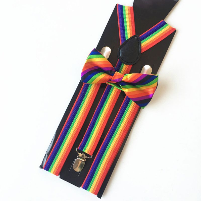 Butterfly clips sæt regnbue stribet førende knude voksen unisex bib bukser erstatning stropper tilbehør