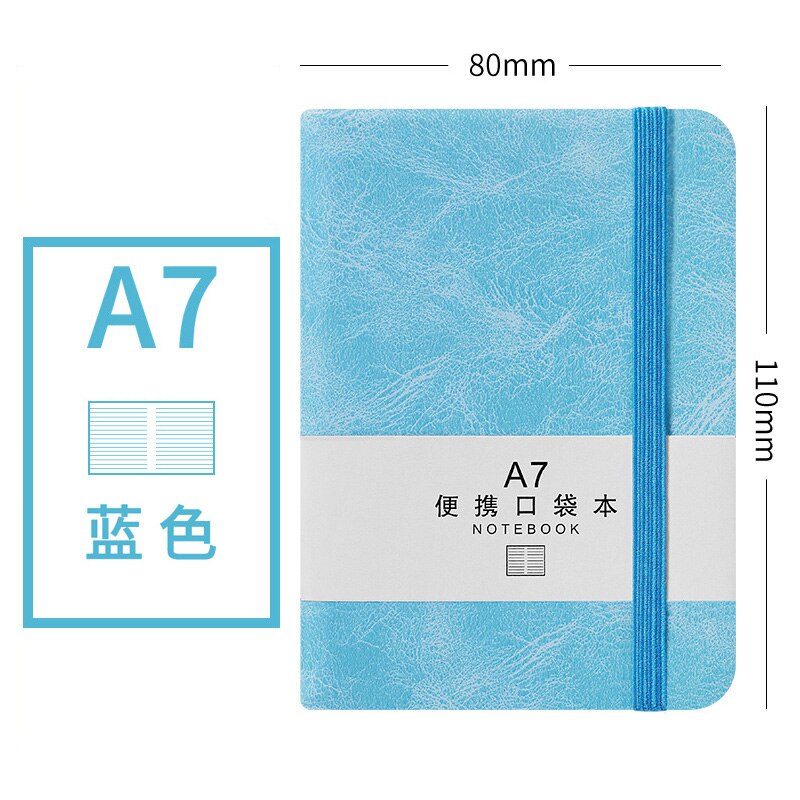 Kawaii 100 Sheets Portable Notebook A6 A7 Bullet Journal Notebook Foreign Languages Word Book Vocabulary Memory Study Stationery: A7 Blue