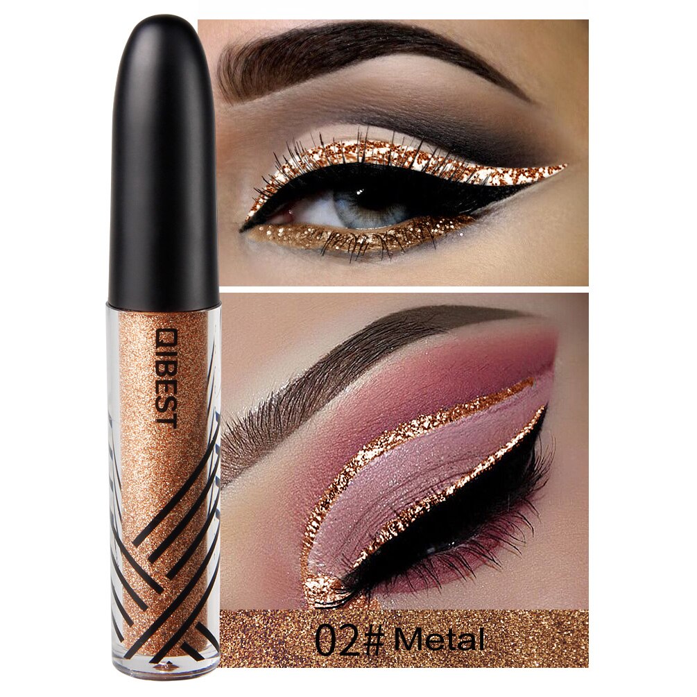 13 farver vandtæt flydende eyeliner glitter langtidsholdbar makeup eyeliner guld rød blå hvid eyeliner skinnende eyeliner: 02