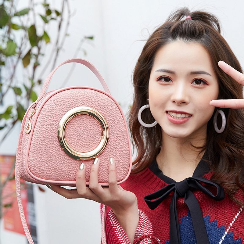 Frauen PU Leder Handtaschen Ring Dekoration Weibliche Kleine Mini Kühle Schulter Crossbody Hand Tasche für Kleine Mädchen Kinder