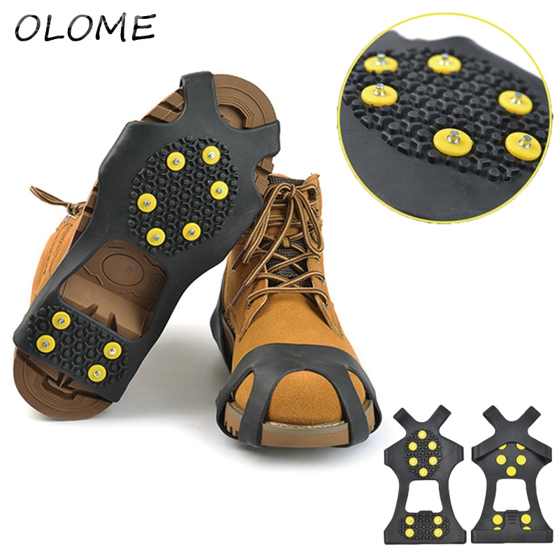 10 dubbar sml xl xxl universal utomhus säkerhet anti-slip snö is klättring sko spikar grepp stegjärn klossar överskor