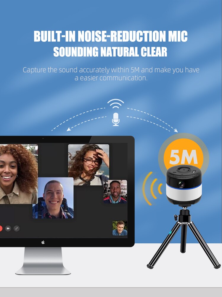 Best Selling 2K 360 Degree AI PC Webcam Automatic Robot Face Recognition Tracking and rotation Phone Holder