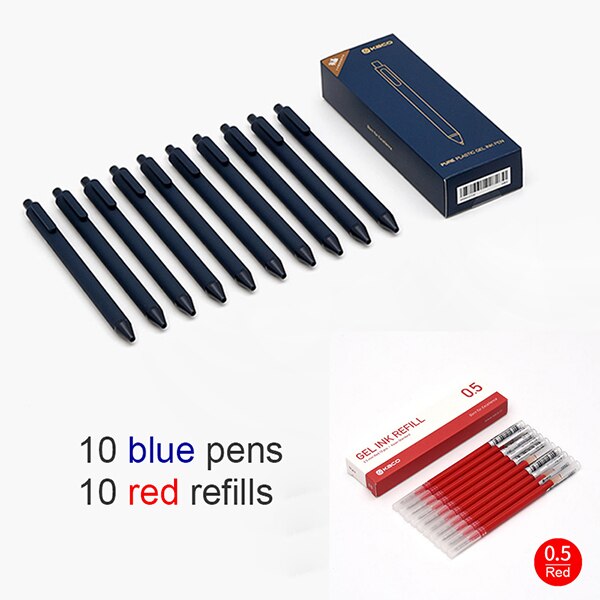 Original Xiaomi Mijia Kaco Pen 0.5mm Gel Pen Signing Pen Core Durable Signing Pen Refill Smooth Writing for School Office: blue add red