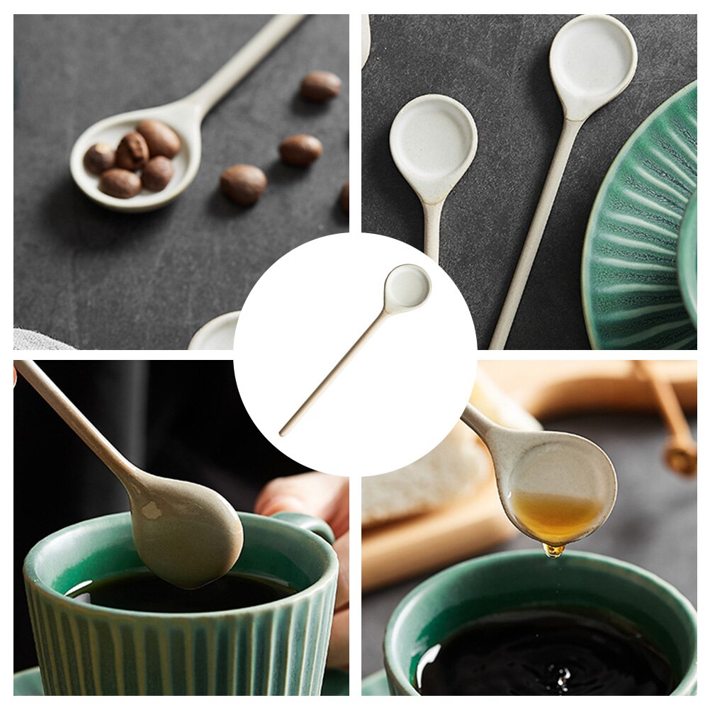 Retro Ceramic Coffee Spoon Vintage Coffee Spoon Long Coffee Spoon Home Supplies