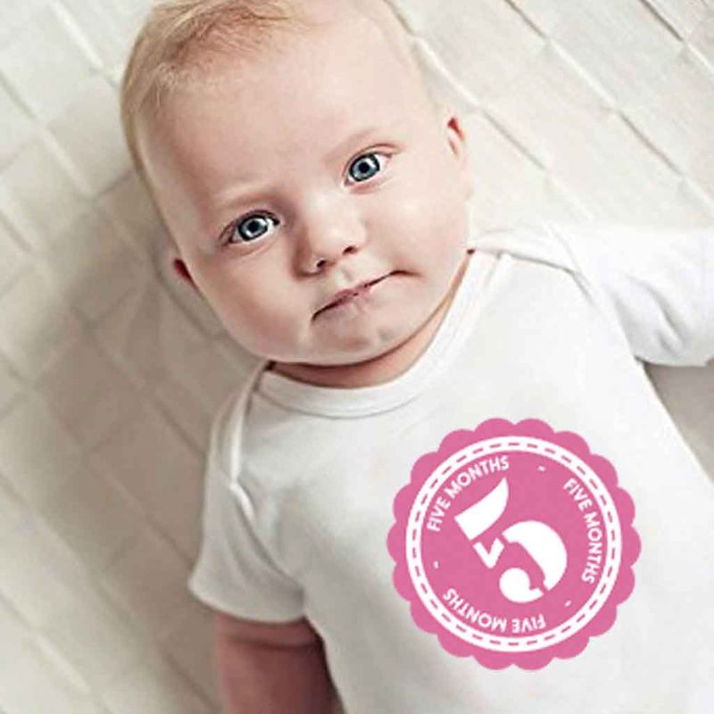 Pegatinas para el vientre del primer año, pegatinas para el logro mensual del bebé, álbum para el crecimiento del bebé de 1-12 meses para los recuerdos de fotos (12 pegatinas)