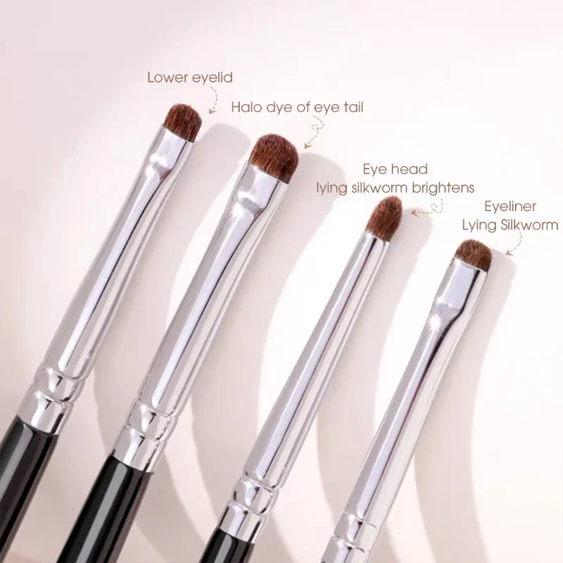 1/4 Uds. Brochas de maquillaje de ojos planos, delineador de ojos en ángulo , brocha para contorno, corrector, sombra de ojos, herramientas cosméticas de maquillaje