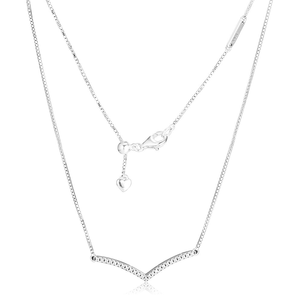 Echt 925 Sterling Zilver Sparkling Wishbone Ketting Voor Vrouwen Fijne Sieraden Verklaring Kettingen Colgantes Collier Femme