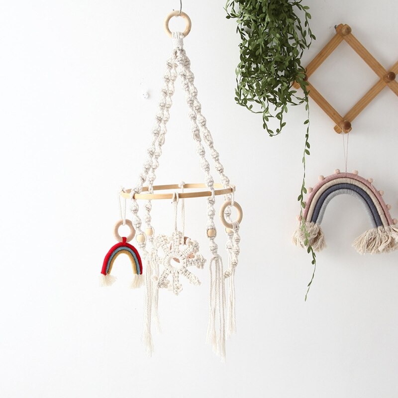 Abat-jour Suspendu Macramé - Style Bohème Coton - Décoration Lumineuse Pour Salon, Chambre, Restaurant - 12