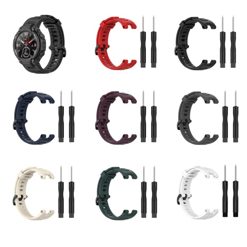 8 Kleuren Zachte Siliconen Horloge Band Voor Amazfit T-Rex Smart Horloge Armband Vervanging Polsband Verstelbare Sport Horloge Band