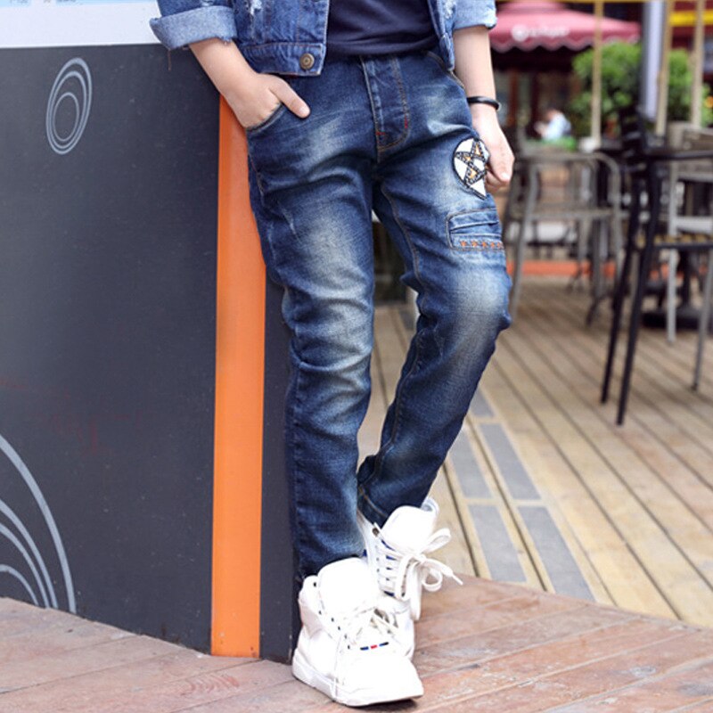 Jeans per bambini ragazzi primavera 2021 abbigliamento per bambini cotone stella adolescente pantaloni in Denim Jeans Patchwork vestiti per ragazzi grandi 14 anni nuovo