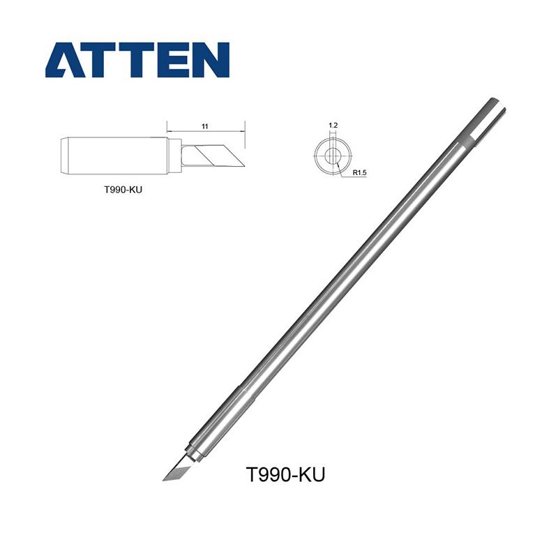 ATTEN T990-K/I/B/BC2/C1 Soldering Iron Tip for ST990 ST8602D Soldering Station: grey