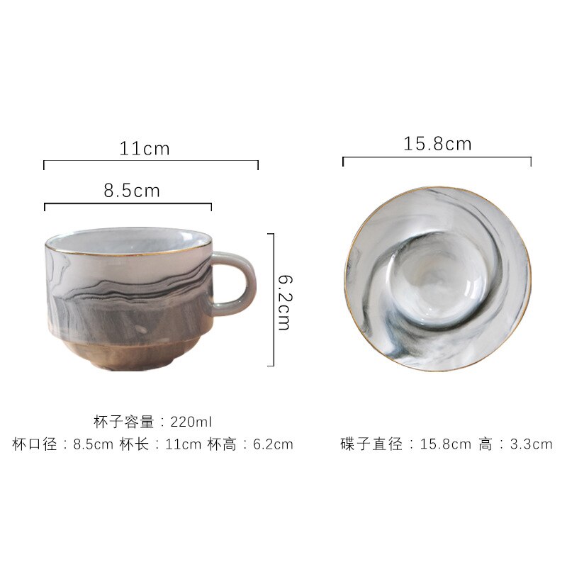 Nordic INS Golden Black Coffee Cup Ceramic Cup Dish Coffee Three-piece Office Tray Ceramic Cup: Blue