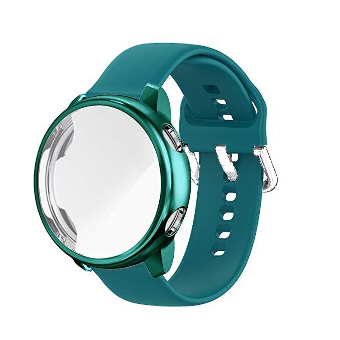 Case+strap for Samsung Galaxy Watch Active 2 44mm 40mm Smart Watch Silicone band +Case cover Galaxy Watch Active2 Full coverage: green  green / For Active2 44mm