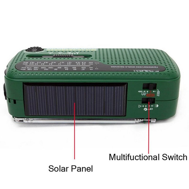 De13 Draagbare Fm Am Radio Solar Emergency Radio Wereldontvanger Hand Crank Emergency Outdoor Radio Draagbare Zonne-energie Opladen
