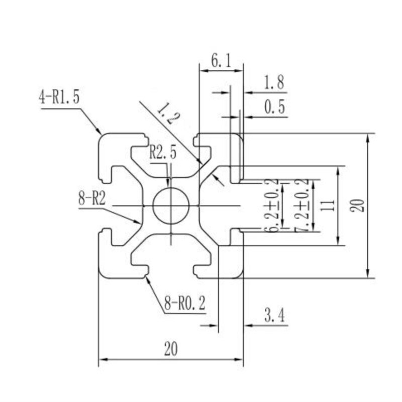 1pcs Aluminum Profile Extrusion European Standard Anodized Linear Rail Aluminum Profile CNC 3D Printer Parts