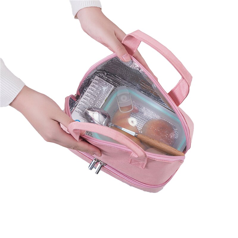 Herbruikbare Thermische Geïsoleerde Tas Lekvrije Effen Kleur Lunch Tote Eenvoudige Grote Capaciteit Tote Voor Kinderen Volwassenen