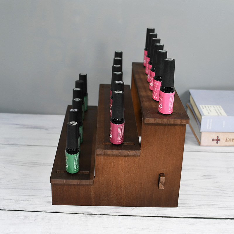Escalera de madera maciza Vintage, hecho a mano estante de almacenamiento, organizador de soporte de exhibición para cosméticos, joyería en el dormitorio, esmalte de uñas, modelo de coche