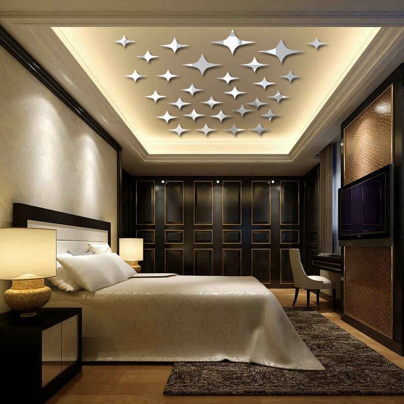 Jm215 hemelsterren acryl spiegel muursticker 3d driedimensionale acryl spiegel slaapkamer huisdecoratie spiegel muursticker