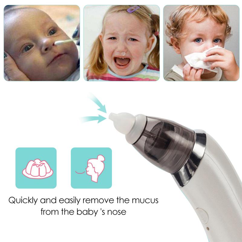 Baby nasal aspirator elektrisk sikker hygiejnisk næse rengøringsmiddel 5 niveau hastighedsjustering sikker hygiejnisk næse snot renere sæt til spædbarn