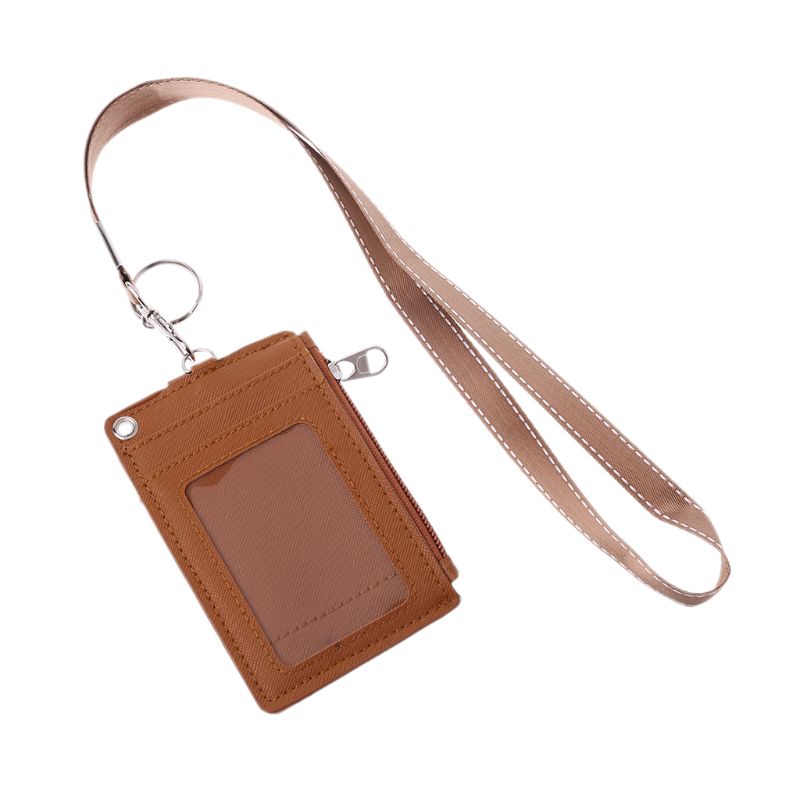 Business Credit Card Id Badge Portemonnee Holder Neck Strap Lanyard Sleutelhanger Y3NE: Bruin