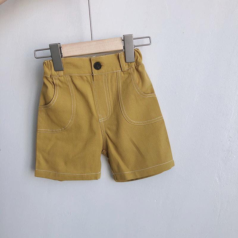 3610 Stijlvolle Kinderen Effen Kleur Broek Kinderen Knie Lengte Broek Voor Jongen En Meisje 2-7 Jaar kinderen Casual Broek: yellow / 120cm