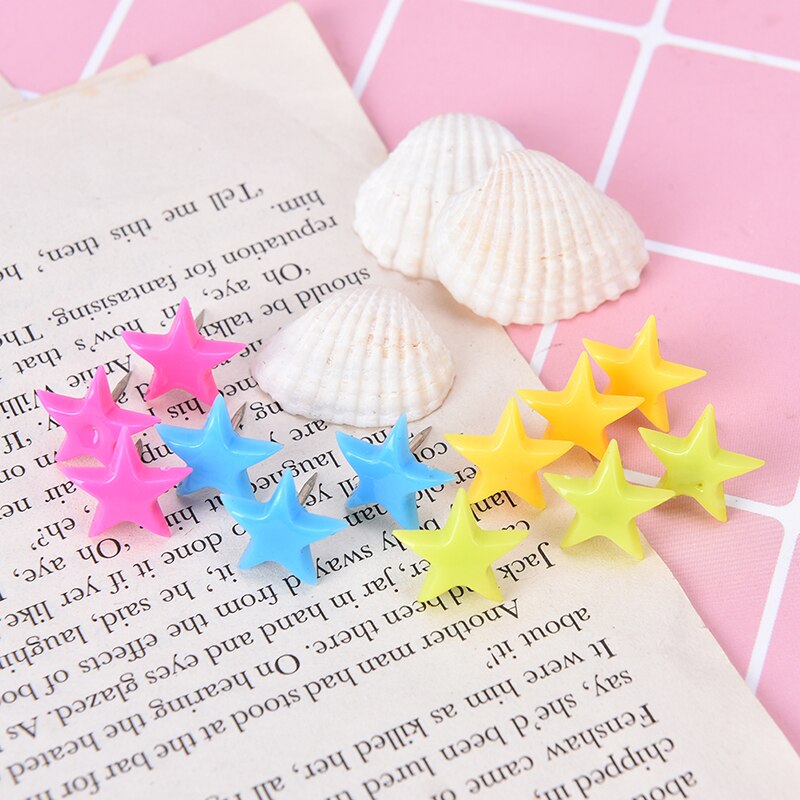 Chinchetas decorativas en forma de flor y estrellas para tablones de anuncios de corcho, chinchetas de pulgar, suministros para el hogar y la Oficina, 12 Uds.