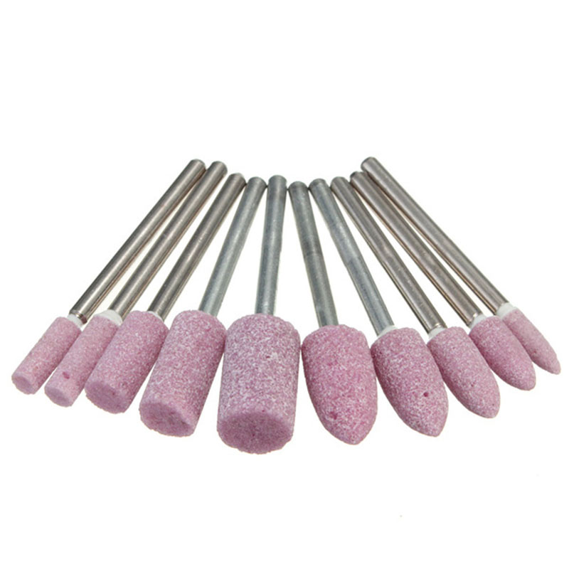 Abrasivo de piedra montada de pulido, herramienta rotativa, rueda de molienda roja para accesorios de coche, 1/8 ", 10 Uds.,
