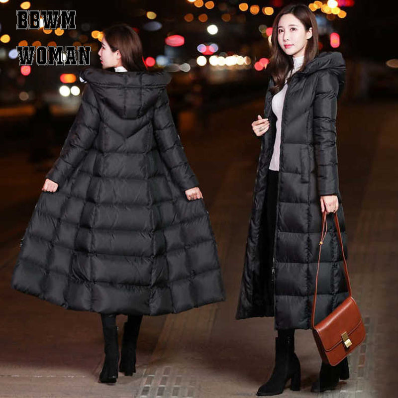Black Winter Jacket Women Long Thick Warm Parka Coat Women Slim Hoodies Cotton Padded ZO854