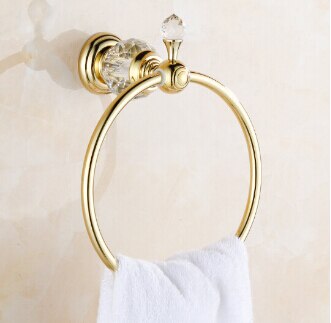 Luxe Crystal & Messing Goud Handdoek Ring, Handdoekhouder, Nieuwkomers Handdoek Bar Badkamer Accessoires,: gold