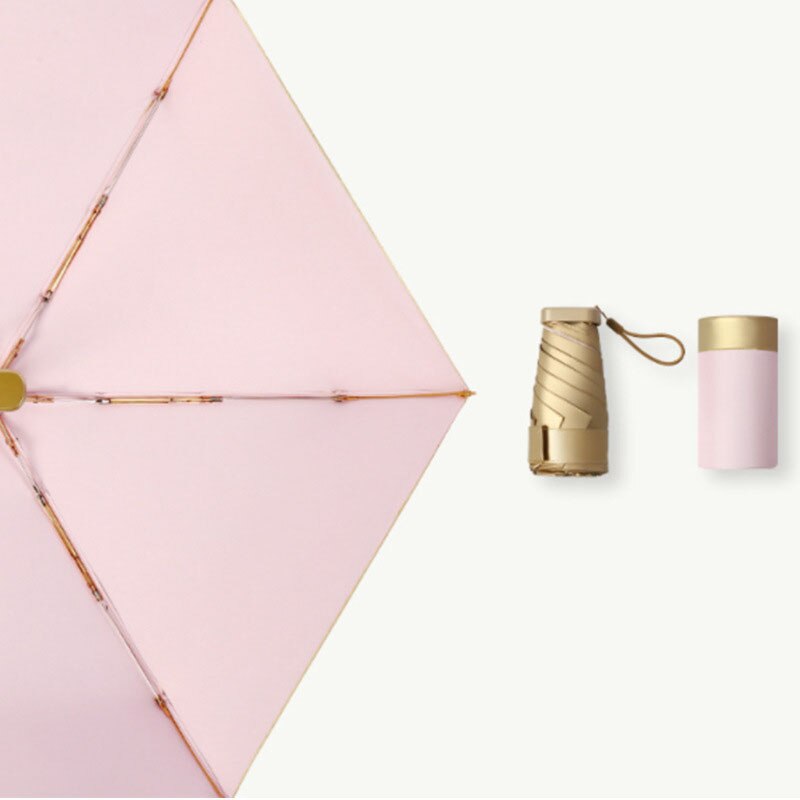 Mini Gold Umbrella Flat Five Fold Umbrella Pocket Umbrella Folding Sunny Rain Dual-use Portable UV Sunscreen Umbrella: B