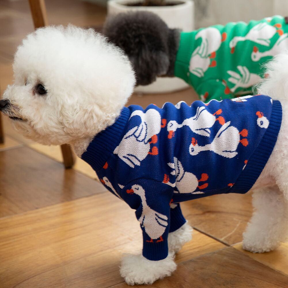 Blød hundetrøje klassisk kæledyr afslappet tøj kostume cardigan sweater strikjakke til schnauzer bulldog hvalpetøj
