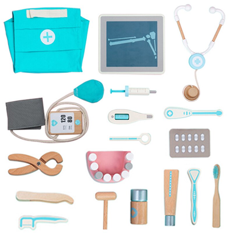 Kinderen Houten Doctor Case Rollenspel Pretend Speelgoed Set Stethoscoop Otoscoop En Tandheelkundige Spiegel Doctor Rollenspel