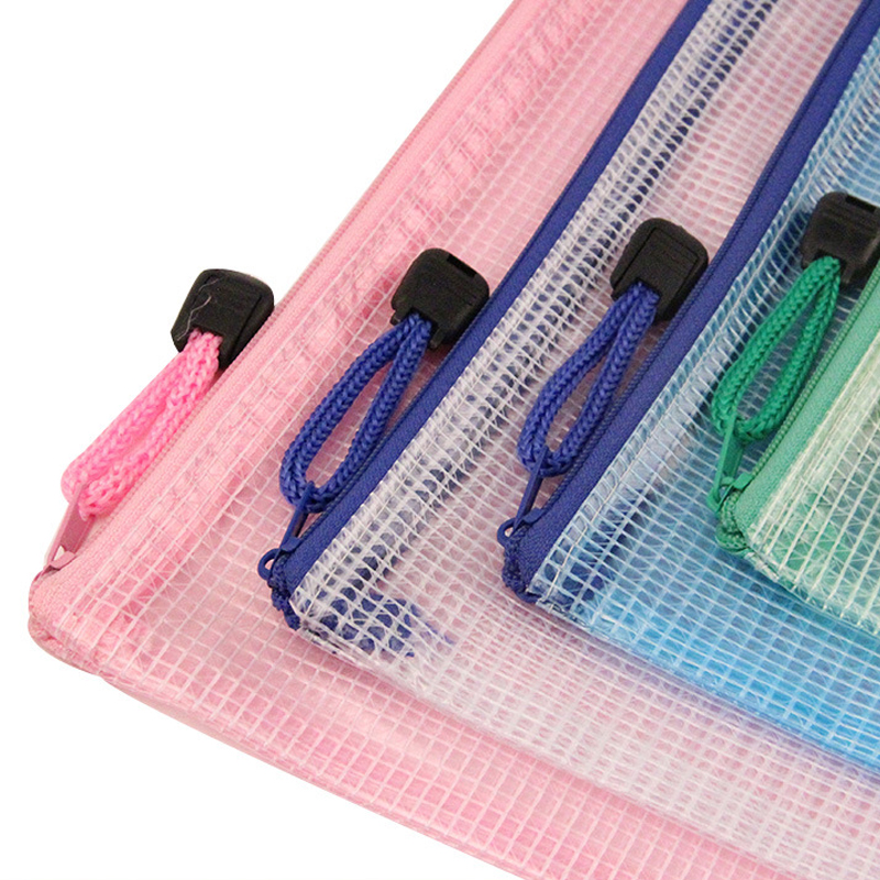 A3/A4/A5/A6 Gridding Waterproof Zip Document Bag High Capacity Transparent Zipper Pencil Case Stationery School Office Supplies
