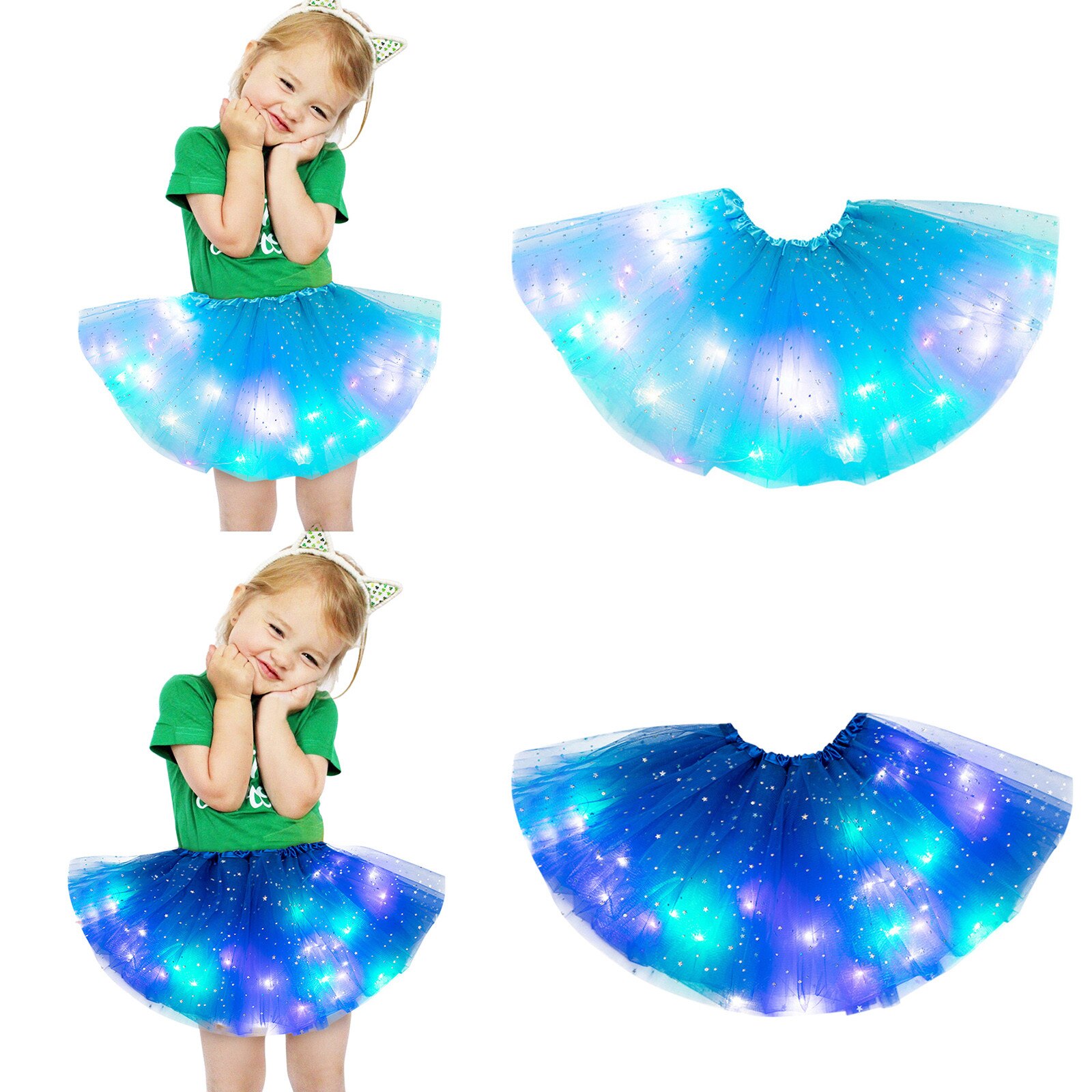 Kid Meisje Baby Tutu Rok Led Light Up Pettiskirt Ballet Kleding 2 Stuks Peuter Princess Party Dance Leuke Rokken Childrenclothing: D