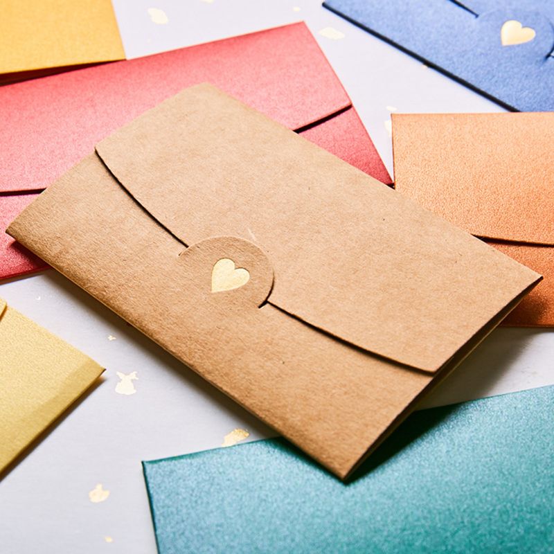 10 adet boş Mini kalp Retro kağıt zarflar düğün davetiyesi zarf mektup tebrik kartları
