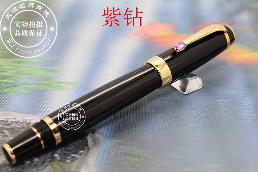 Luxury Wakaka mon stone Roller Gel pen roller ball blanc ink pen: Gold Purple