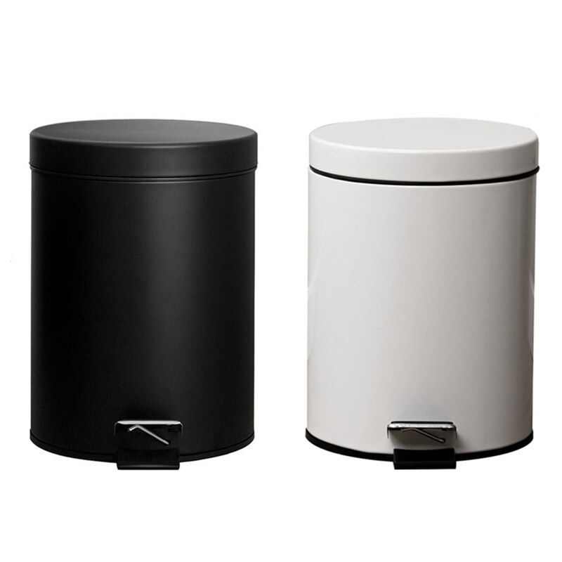 5 Liter Stille Voetpedaal Slow-Down Prullenbak Huis Met Deksel Keuken Badkamer Woonkamer Kantoor Wc Prullenbak kan Matte Zwart