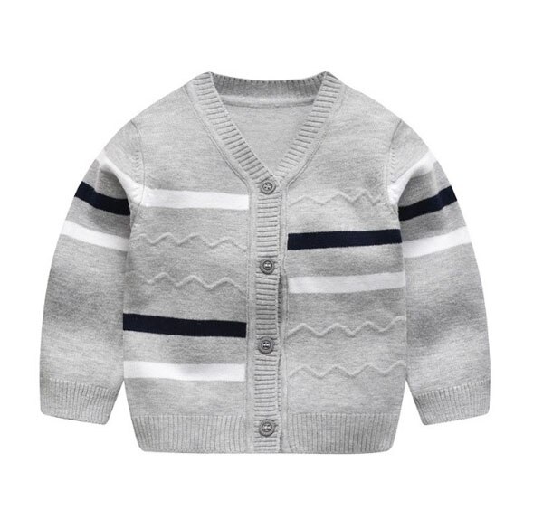 Baby sweater dreng v-hals enkelt-breasted sweater frakke 0-24m: Grå / 24m