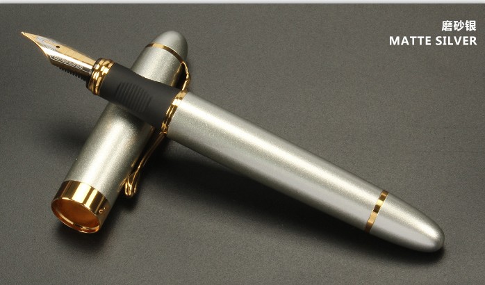 Jinhao-pluma estilográfica de Metal de , plumas clásicas de cuerpo grueso de 1,0mm, pluma de caligrafía con punta curva, de tinta de lujo para escribir, X450
