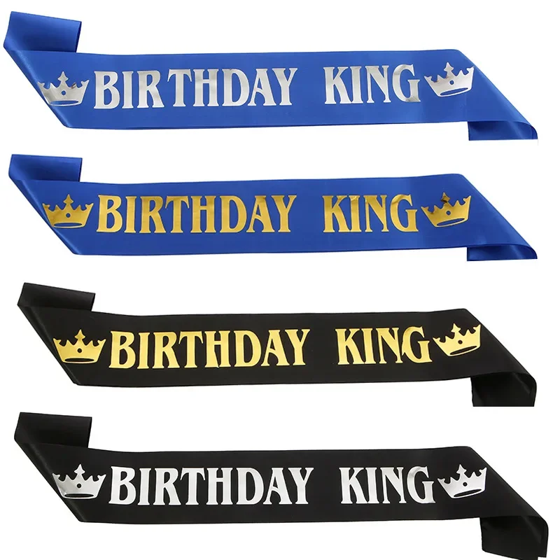 Ceinture roi d'anniversaire en or noir pour hommes et garçons, fournitures de décoration pour fête d'anniversaire, joyeux 16e 18e 20e 30e 40e 50e 60e anniversaire,