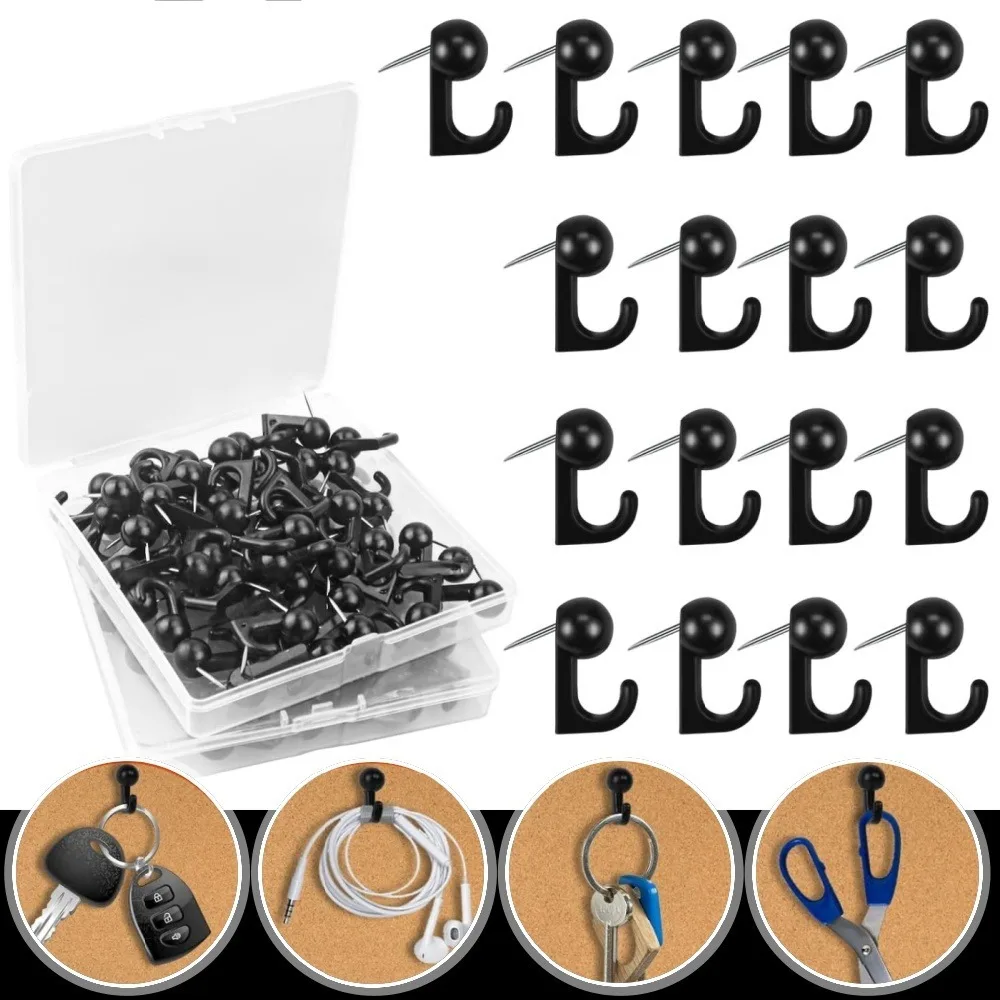 50PCS Push Pin Hooks Plastic Cork Board Wall Decorative Markers Drawing Pins Map Photo Wall Fixed Thumbtack Hooks Office Gadgets