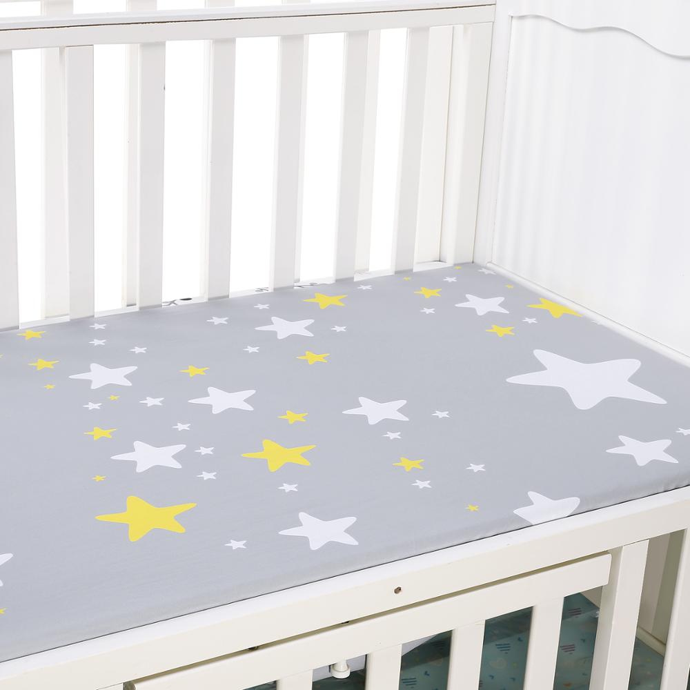 Baby seng madras dække blød beskytter tegneserie trykt nyfødt baby sengetøj til barneseng 100%  bomuld krybbe monteret ark størrelse 130*70cm: Zld 0005