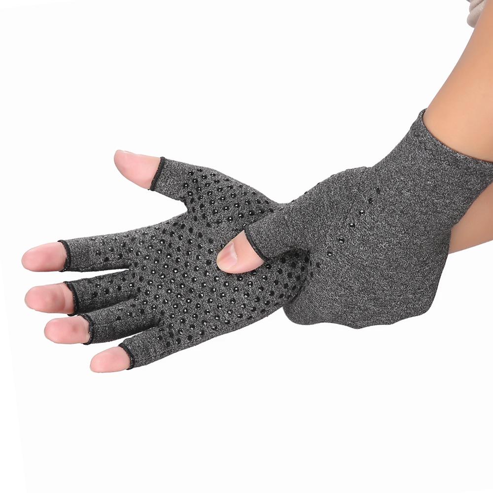 Guantes Protectores sin dedos para artritis reumatoide, terapia de mano, alivio del dolor artrítico Premium, compresión OpenFingers: Hemp Grey Dispensing / L