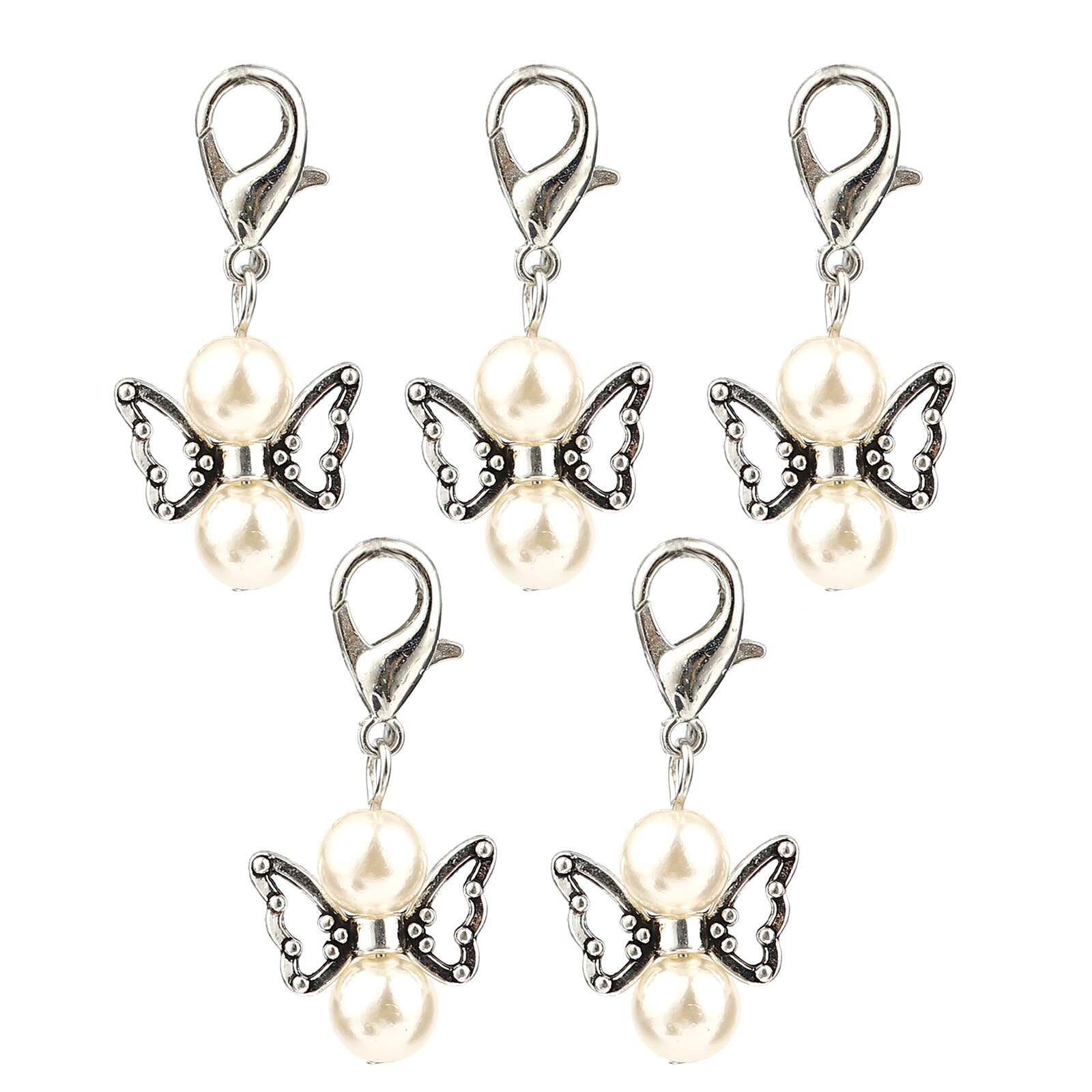 5 Stks/set Insect Breinaalden Stitch Markers Zink Gebaseerde Legering Ronde Kraal Angel Shape Hanger Naaien Gereedschap 38X18mm: Creamy-White