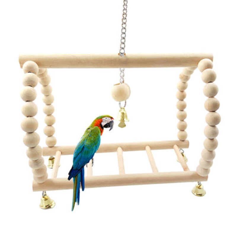 Pet Bird Swing Wooden Bridge Ladder Cage Cockatiel Budgie Parrot Cockatoo Toys