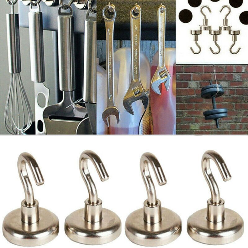 Nyaste magnetiska krokar kraftfull krok magnet hållare 10kg sugvägg krok hållare stöd hårdvara magnetiskt verktyg silver