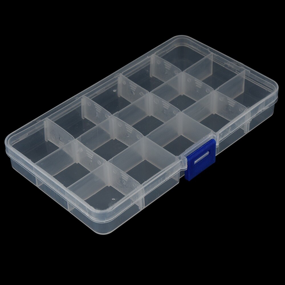 1Pcs Handige Vissen Lokken Tool Case Tackle Boxs Plastic Clear Vissen Track Doos Met 15 Vakken